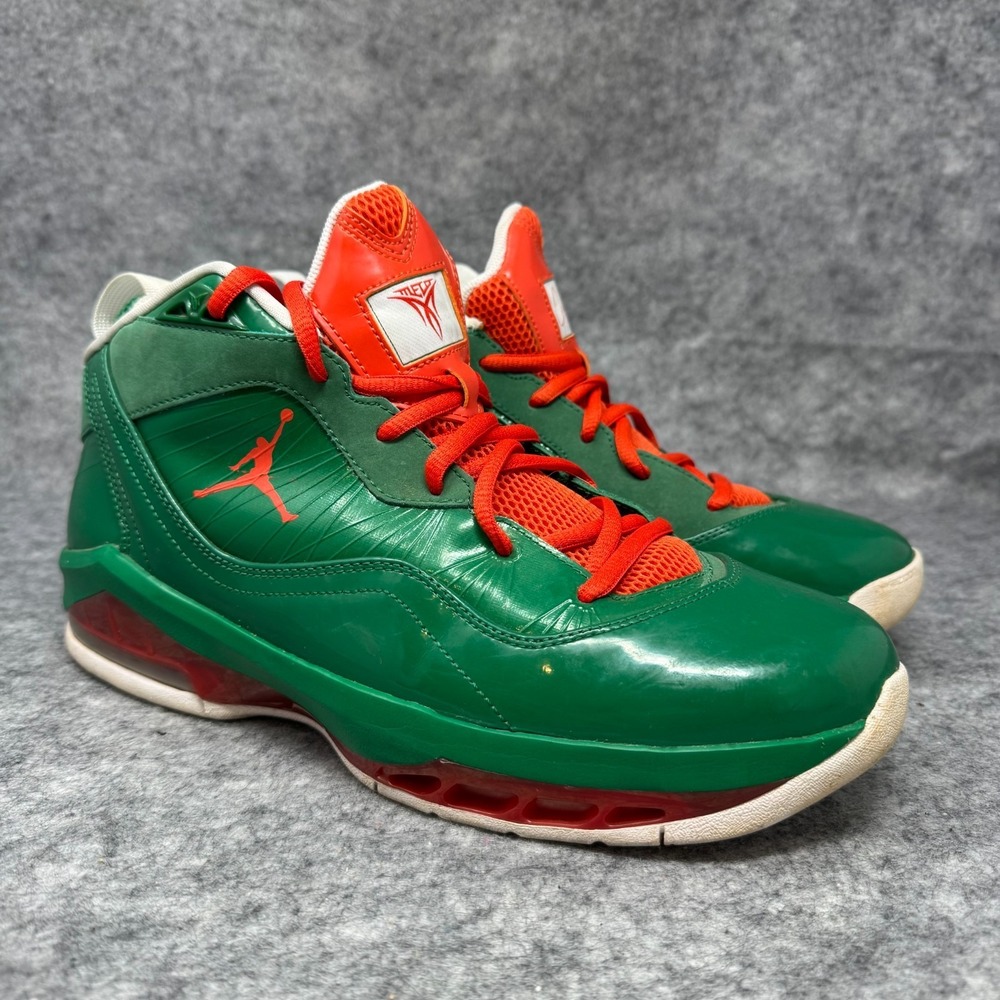 Nike Air Jordan Melo M8 Green/Orange Men Shoes Sz 10 Miami Hurricanes 469786-325